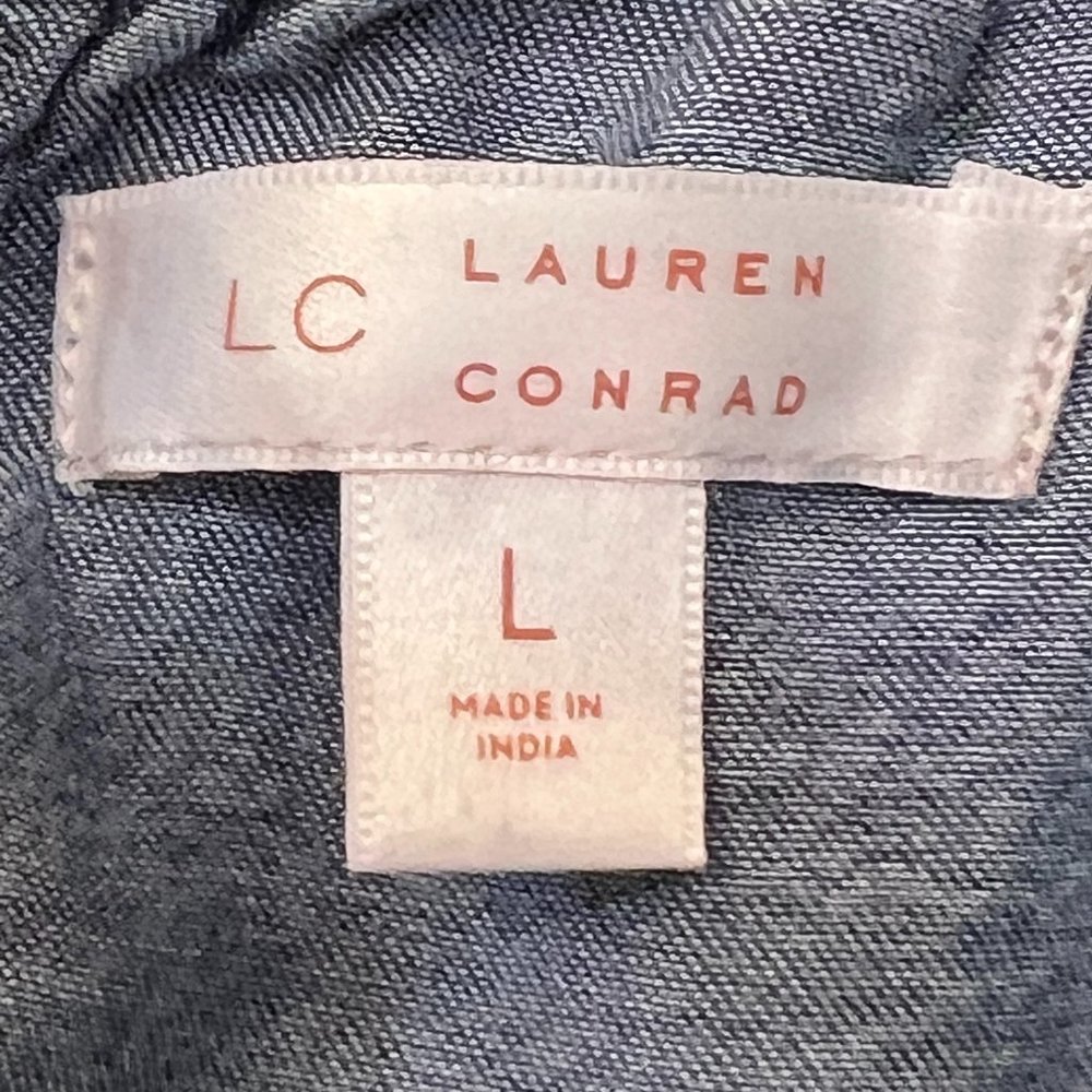 LC Lauren Conrad Women's Top Chambray Long Sleeve Size L Lyocell Pullover - Picture 4 of 7